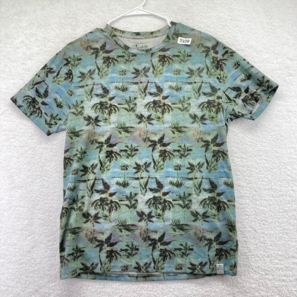 Lucky Brand Mens Printed Palm Tree T‎ Shirt Size Medium  Beach Short Sleeve New